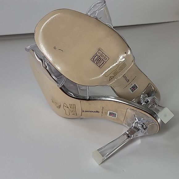 LARROUDE Mariah Mule bow sandals Clear Silver - Picture 11 of 12